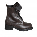 Woman’s dark brown leather lace-up ankle boots with fur-trimmed leather cuff heel 5 - Available sizes:  32, 33, 42, 43, 44, 45, 46