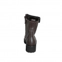 Woman’s dark brown leather lace-up ankle boots with fur-trimmed leather cuff heel 5 - Available sizes:  32, 33, 42, 43, 44, 45, 46