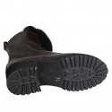 Woman’s dark brown leather lace-up ankle boots with fur-trimmed leather cuff heel 5 - Available sizes:  32, 33, 42, 43, 44, 45, 46