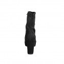 Woman’s black suede and stretch suede ankle boots with platform, side zipper and heel 10 - Available sizes:  32, 33, 34, 42, 43, 44, 45, 46