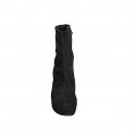 Woman’s black suede and stretch suede ankle boots with platform, side zipper and heel 10 - Available sizes:  32, 33, 34, 42, 43, 44, 45, 46