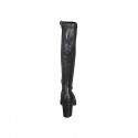 Botas para mujer en piel y piel elástica negra, puntera de piel, cremallera y tacón 7 - Tallas disponibles:  32, 33, 34, 42, 43, 44, 45