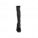 Botas para mujer en piel y piel elástica negra, puntera de piel, cremallera y tacón 7 - Tallas disponibles:  32, 33, 34, 42, 43, 44, 45