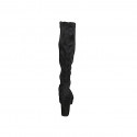 Botas para mujer en gamuza y gamuza elástica negra, con plataforma, cremallera y tacón 10 - Tallas disponibles:  32, 33, 34, 35, 42, 43, 44, 45, 46