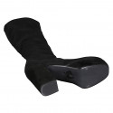 Botas para mujer en gamuza y gamuza elástica negra, con plataforma, cremallera y tacón 10 - Tallas disponibles:  32, 33, 34, 35, 42, 43, 44, 45, 46