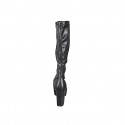 Botas para mujer en piel y piel elástica negra, con plataforma, cremallera y tacón 10 - Tallas disponibles:  32, 33, 35, 42, 43, 44, 46