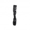 Botas para mujer en piel y piel elástica negra, con plataforma, cremallera y tacón 10 - Tallas disponibles:  32, 33, 35, 42, 43, 44, 46
