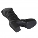 Botas para mujer en piel y piel elástica negra, con plataforma, cremallera y tacón 10 - Tallas disponibles:  32, 33, 35, 42, 43, 44, 46