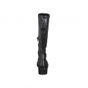 Botas para mujer en piel negra con caña en piel elástica negra, tacón 5 - Tallas disponibles:  32, 33, 34, 42, 43, 44, 45, 46