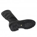 Botas para mujer en piel negra con caña en piel elástica negra, tacón 5 - Tallas disponibles:  32, 33, 34, 42, 43, 44, 45, 46