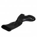 Botas para mujer en piel negra con caña en piel elástica negra, tacón 5 - Tallas disponibles:  32, 33, 34, 42, 43, 44, 45, 46