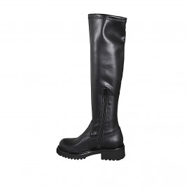 Bottes pour femmes en cuir noir, cuissardes à tige stretch, talon 5 - Pointures disponibles:  33, 34, 42, 43, 44, 45, 46 2
