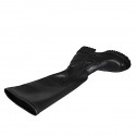 Botas altas para mujer por encima de la rodilla, en piel negra con caña elástica, tacón 5 - Tallas disponibles:  33, 34, 42, 43, 44, 45, 46