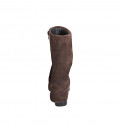 Botas para mujer en gamuza marrón oscuro con vuelta y cremallera, tacón 4 - Tallas disponibles:  33, 34, 35, 42, 45