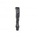Botas para mujer en piel y piel elástica negra, puntera de piel, cremallera y tacón 5 - Tallas disponibles:  32, 33, 34, 42, 43, 44, 45, 46