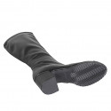 Botas para mujer en piel y piel elástica negra, puntera de piel, cremallera y tacón 5 - Tallas disponibles:  32, 33, 34, 42, 43, 44, 45, 46