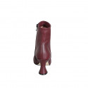 Woman’s maroon leather pointed-toe ankle boots with zipper and heel 7 - Available sizes:  32, 33, 34, 35, 42, 43, 45