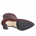 Woman’s maroon leather pointed-toe ankle boots with zipper and heel 7 - Available sizes:  32, 33, 34, 35, 42, 43, 45