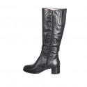 Botas para mujer en piel negra con correa y hebilla, cremallera y tacón 5 - Tallas disponibles:  32, 33, 34, 35, 42, 43, 44, 45, 46