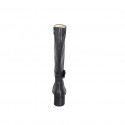 Botas para mujer en piel negra con correa y hebilla, cremallera y tacón 5 - Tallas disponibles:  32, 33, 34, 35, 42, 43, 44, 45, 46
