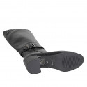 Botas para mujer en piel negra con correa y hebilla, cremallera y tacón 5 - Tallas disponibles:  32, 33, 34, 35, 42, 43, 44, 45, 46