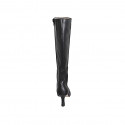 Botas para mujer en piel negra con punta fina, cremallera y tacón 7 - Tallas disponibles:  33, 34, 42, 43