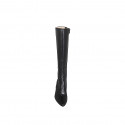 Botas para mujer en piel negra con punta fina, cremallera y tacón 7 - Tallas disponibles:  33, 34, 42, 43