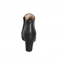 Woman’s black leather platform ankle boots with a zipper, heel 7 - Available sizes:  32, 33, 34, 43, 45, 46