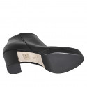 Woman’s black leather platform ankle boots with a zipper, heel 7 - Available sizes:  32, 33, 34, 43, 45, 46