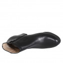 Woman’s black leather platform ankle boots with a zipper, heel 7 - Available sizes:  32, 33, 34, 43, 45, 46
