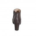 Woman’s dark brown leather platform ankle boots with a zipper, heel 7 - Available sizes:  32, 33, 34, 42, 44, 45, 46