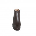 Woman’s dark brown leather platform ankle boots with a zipper, heel 7 - Available sizes:  32, 33, 34, 42, 44, 45, 46