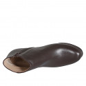 Woman’s dark brown leather platform ankle boots with a zipper, heel 7 - Available sizes:  32, 33, 34, 42, 44, 45, 46