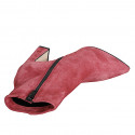 Woman’s ruby red suede pointed-toe ankle boots with zipper and block heel 9 - Available sizes:  33, 34, 35, 42, 43, 44