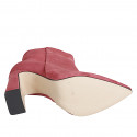 Woman’s ruby red suede pointed-toe ankle boots with zipper and block heel 9 - Available sizes:  33, 34, 35, 42, 43, 44