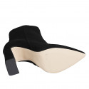 Woman’s black suede pointed-toe ankle boots with zipper and block heel 9 - Available sizes:  32, 33, 34, 35, 42, 43, 44, 45