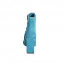 Woman’s petrol green suede pointed-toe ankle boots with zipper and block heel 9 - Available sizes:  32, 33, 34, 35, 42, 43, 45