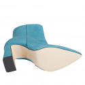 Woman’s petrol green suede pointed-toe ankle boots with zipper and block heel 9 - Available sizes:  32, 33, 34, 35, 42, 43, 45