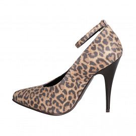 Escarpins à bout pointu pour femmes en cuir imprimé, avec bride à la cheville, décolleté en V et talon 11 - Pointures disponibles:  31, 32, 33, 34, 35, 42, 43, 44, 45, 46, 47 2