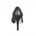 Zapato de salon a punta para mujer en piel negra tacon 10 - Tallas disponibles:  31, 32, 33, 34, 42, 43, 44, 45