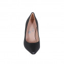 Woman's pointy pump shoe in black leather with heel 7 - Available sizes:  31, 32, 34, 42, 43, 44, 45