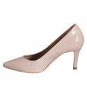 Zapato de salon en charol color nude tacon 7 - Tallas disponibles:  31, 32, 33, 34, 35, 43, 44, 45