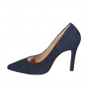 Escarpin à bout pointu pour femmes en daim bleu talon 10 - Pointures disponibles:  31, 32, 33, 34, 42, 43, 44, 45