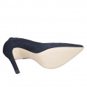 Woman's pointy pump in blue suede heel 10 - Available sizes:  31, 32, 33, 34, 42, 43, 44, 45