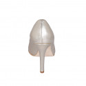 Woman's pointy pump in platinum laminated leather heel 10 - Available sizes:  31, 32, 33, 34, 35, 42, 43, 44, 45