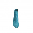 Woman’s pointed-toe turquoise suede ankle boots with zipper, heel 7 - Available sizes:  32, 33, 34, 35, 42, 44, 46