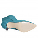 Woman’s pointed-toe turquoise suede ankle boots with zipper, heel 7 - Available sizes:  32, 33, 34, 35, 42, 44, 46