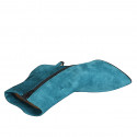 Woman’s pointed-toe turquoise suede ankle boots with zipper, heel 7 - Available sizes:  32, 33, 34, 35, 42, 44, 46