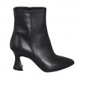 Woman’s pointed-toe black leather ankle boots with zipper and hourglass heel 7 - Available sizes:  32, 33, 34, 35, 42, 44, 45, 46