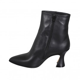 Bottines pour femmes à bout pointu en cuir noir avec fermeture éclair et talon sablier 7 - Pointures disponibles:  32, 33, 34, 35, 42, 44, 45, 46 2
